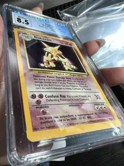 1999 WOTC Pokemon Base Set Alakazam 1/102 Unlimited Holo TCG CGC 8.5 NM/MINT+ - Image 4
