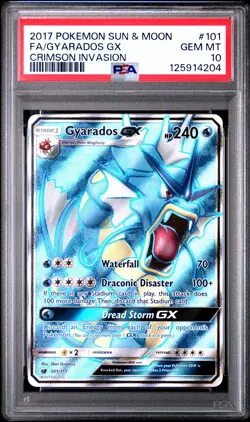 2017 POKEMON SUN & MOON CRIMSON INVASION #101 FULL ART/GYARADOS GX PSA 10 - Image 1