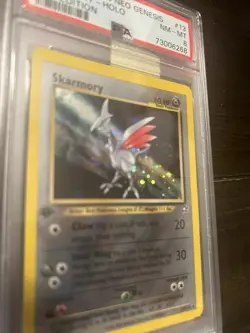 Pokemon 1st Edition SWIRL HOLO 2000 SKARMORY Neo Genesis PSA 8 NM-MINT Swirl - Image 3