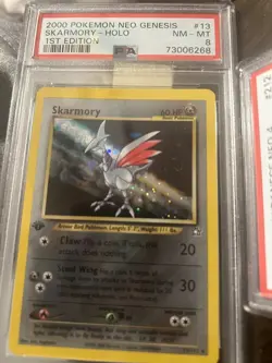 Pokemon 1st Edition SWIRL HOLO 2000 SKARMORY Neo Genesis PSA 8 NM-MINT Swirl - Image 4