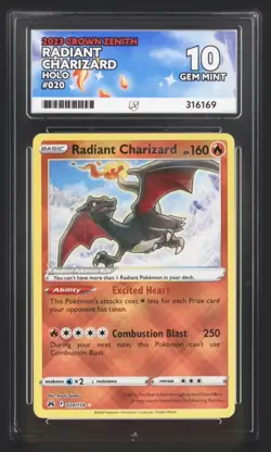 Pokemon TCG - Radiant Charizard 020/159 - Crown Zenith - Graded - ACE 10 - Image 1