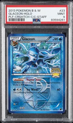 2013 POKEMON B&W PLASMA FREEZE #23 GLACEON-HOLO PSA 9 - Image 1