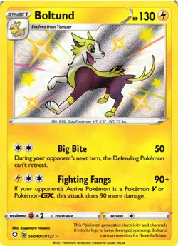 Pokemon TCG Shining Fates: Shiny Vault Boltund Reverse Holofoil SV040/SV122 NM - Image 1