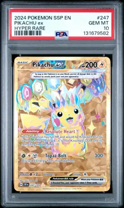 2024 POKEMON SSP EN-SURGING SPARKS HYPER RARE #247 PIKACHU EX PSA 10 - Image 1