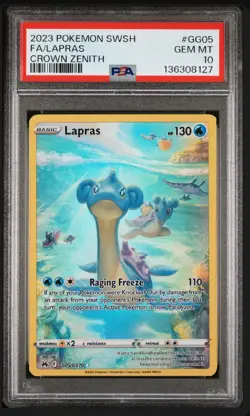 2023 POKEMON SWORD & SHIELD CROWN ZENITH #GG05 FULL ART/LAPRAS PSA 10 - Image 1