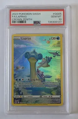 2023 POKEMON SWORD & SHIELD CROWN ZENITH #GG05 FULL ART/LAPRAS PSA 10 - Image 3