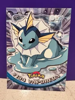 POKEMON 2000 TCG #134 VAPOREON TOPPS SERIES 3 BLUE LOGO NON-HOLO - Image 1