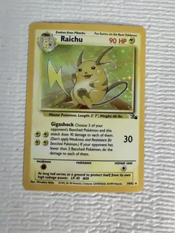 Pokemon Raichu 14/62 Fossil Set 1999 Holo Rare Unlimited VTG - Image 1