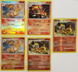 Lot of 5 Cards Monferno and Infernape Holo and Reverse Holo 56/140 and 5/130 - Image 1