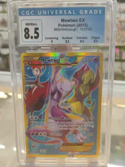 CGC 8.5 NM/MINT Mewtwo EX 163/162 Breakthrough Secret Rare Holo Pokemon Card - Image 1