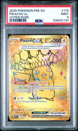 2025 POKEMON PRE EN-PRISMATIC EVOLUTIONS HYPER RARE #179 PIKACHU EX PSA 9 - Image 1