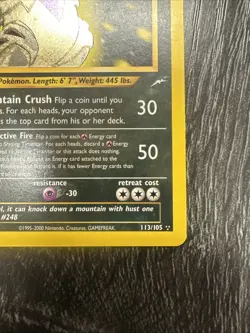 Pokemon Shining Tyranitar 113/105 Neo Destiny Holo Secret Rare Unlimited Card - Image 4