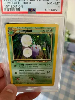 Pokemon 1st Edition Jumpluff Holo-Rare SWIRL!! Neo Genesis 7/111 - PSA 8 NM-MT! - Image 2