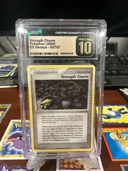 Pokemon EX Deoxys 92/107 Uncommon Card - Strength Charm Cgc Pristine 10 - Image 1