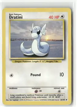Pokemon 4th Print Dratini Uncommon Base Set 026/102 NM - Image 1