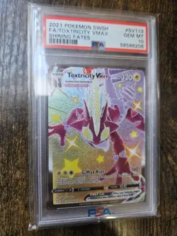 Pokemon TCG Toxtricity VMAX Shiny Holo Rare Card SV113/SV122 PSA 10 - Image 1