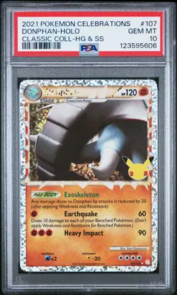 2021 POKEMON CELEBRATIONS CLASSIC COLL #107 DONPHAN-HOLO PSA 10 - Image 1