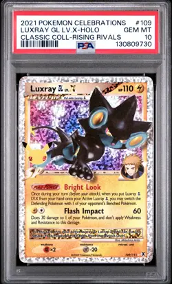 2021 POKEMON CELEBRATIONS CLASSIC COLL #109 LUXRAY GL LV.X-HOLO PSA 10 - Image 1