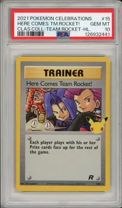 2021 Pokemon Celebrations Here Comes Team Rocket! Holo #15 PSA 10 - Image 1