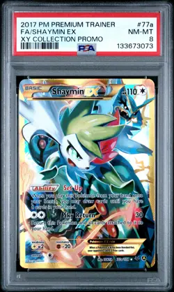 2017 POKEMON PREM TRAINER XY COLL PROMO #77A FULL ART/SHAYMIN EX PSA 8 - Image 1