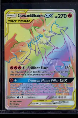 Charizard & Braixen Tag Team GX 251/236 Rainbow HOLO Secret Rare Pokemon TCG - Image 1