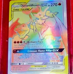 Charizard & Braixen Tag Team GX 251/236 Rainbow HOLO Secret Rare Pokemon TCG - Image 2