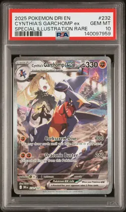 2025 POKEMON DRI EN-DESTINED RIVALS #232 CYNTHIA'S GARCHOMP EX PSA 10 - Image 1