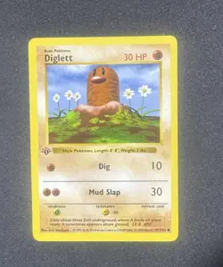 Pokemon TCG Diglett 1st Edition Shadowless Base Set, Card 47/102, Regular Card - Image 1