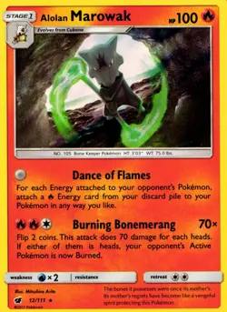 Pokemon TCG Alolan Marowak Holo Rare Holo, Crimson Invasion - Image 1