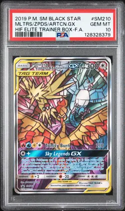 2019 POKEMON SM BLACK STAR PROMO FULL ART/MOLTRES & ZAPDOS & ARTICUNO GX PSA 10 - Image 1