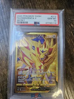 Pokemon TCG Zamazenta v Secret Rare Card 212/202 Sword & Shield PSA 10 - Image 1