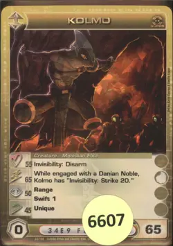 (6607) KOLMO 55/65/50/45/65 Super Rare Foil Chaotic Card - Unused Code - Image 1