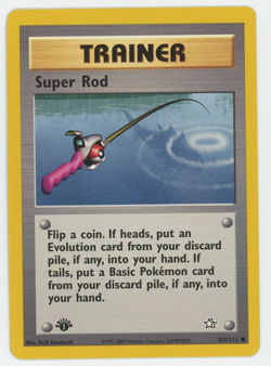 Super Rod 103/111 1st Edition Common Neo Genesis Pokemon Card 2000 WOTC First - Image 1