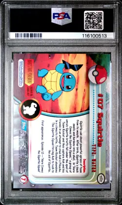 1999 TOPPS POKEMON TV RAINBOW FOIL #7 SQUIRTLE PSA 8 - Image 2