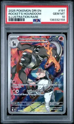 2025 POKEMON DRI EN-DESTINED RIVALS #191 ROCKET'S HOUNDOOM PSA 10 (158 - Image 1