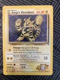 Pokemon TCG Lt. Surge's Electabuzz Gym Heroes 27/132 Regular Unlimited Rare lp - Image 1