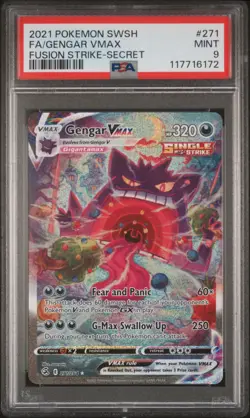 2021 POKEMON SWORD & SHIELD FUSION STRIKE SECRET #271 FULL ART/GENGAR VMAX PSA 9 - Image 1