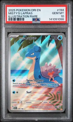 2025 Pokemon DRI EN Misty’s Lapras Illustration Rare #194 PSA 10 - Image 1