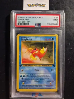 First Edition 2000 Pokemon Rocket 47/82 Magikarp PSA Mint 9 - Image 1