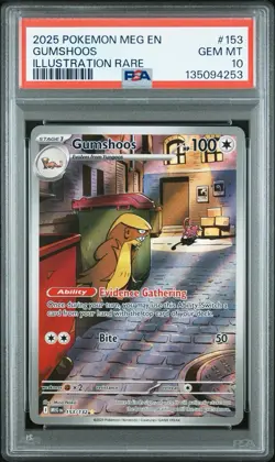 2025 Pokemon Mega Evolutions Gunshoos 153/132 Illustration Rare PSA 10 - Image 1