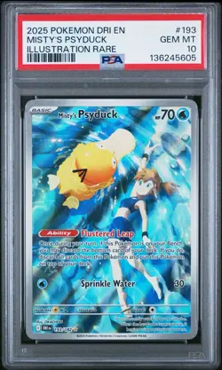 2025 POKEMON DESTINED RIVALS ILLUSTRATION RARE MISTY'S PSYDUCK Gem Mint PSA 10 - Image 1