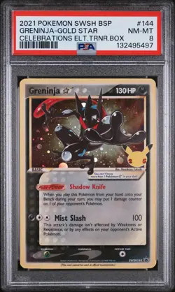 Pokemon TCG Greninja Gold Star SWSH144 Celebrations Black Star Promo PSA 8 - Image 1