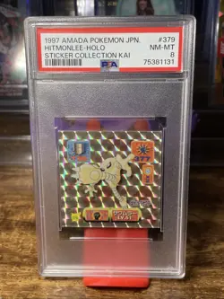 1997 Amada Pokemon Japanese Hitmonlee Holo PSA 8 NM-MT #379 - Image 1