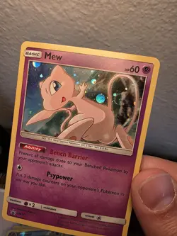 Pokemon TCG Mew SM215 Sun & Moon Black Star Promo Cosmos Holo SWIRL 🌀 - Image 3