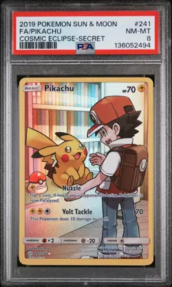 Fa/Pikachu Cosmic Eclipse-Secret Pokemon Sun & Moon Cosmic Eclipse 241 NM PSA 8 - Image 1