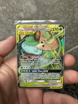 Pokemon Venusaur & Snivy Tag Team GX Sun & Moon Cosmic Eclipse 1/236 Holo NM/M - Image 1