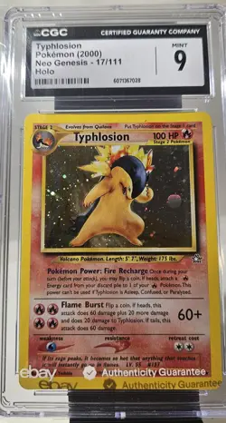 2000 Pokemon NEO GENESIS Typhlosion Holo # 17/111 CGC -9 EBAY AUTHENTICITY DONE - Image 1