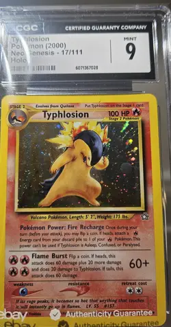 2000 Pokemon NEO GENESIS Typhlosion Holo # 17/111 CGC -9 EBAY AUTHENTICITY DONE - Image 4