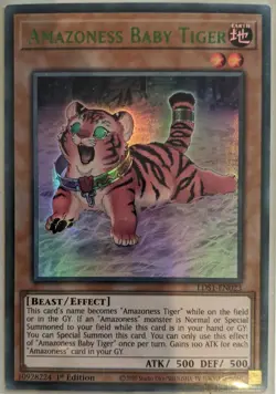 YuGiOh Amazoness Baby Tiger Ultra Rare Green 1st Edition LDS1-EN023 - Image 1