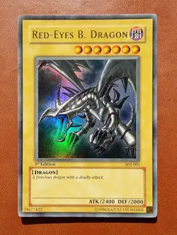 Yugioh - Red Eyes B Dragon SDJ-001 Ultra Rare 1st Edition Original Vintage Black - Image 1